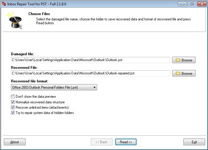 Windows 7 Inbox Repair Tool for PST 1.0.0.0 full
